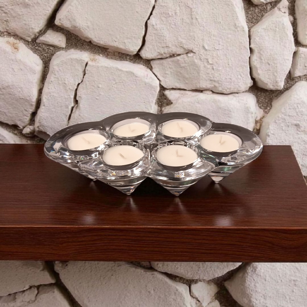 VTG JL (John Lewis) Crystal Glass Tea Light Votive Candle Holder w/6 candles